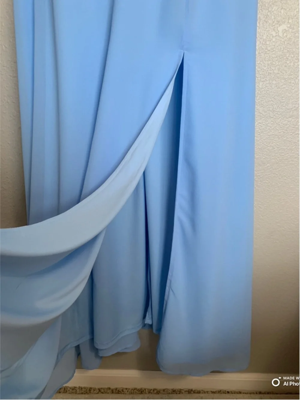 Lulu's Sky Blue Square Neck Maxi Dress with Front Slit
